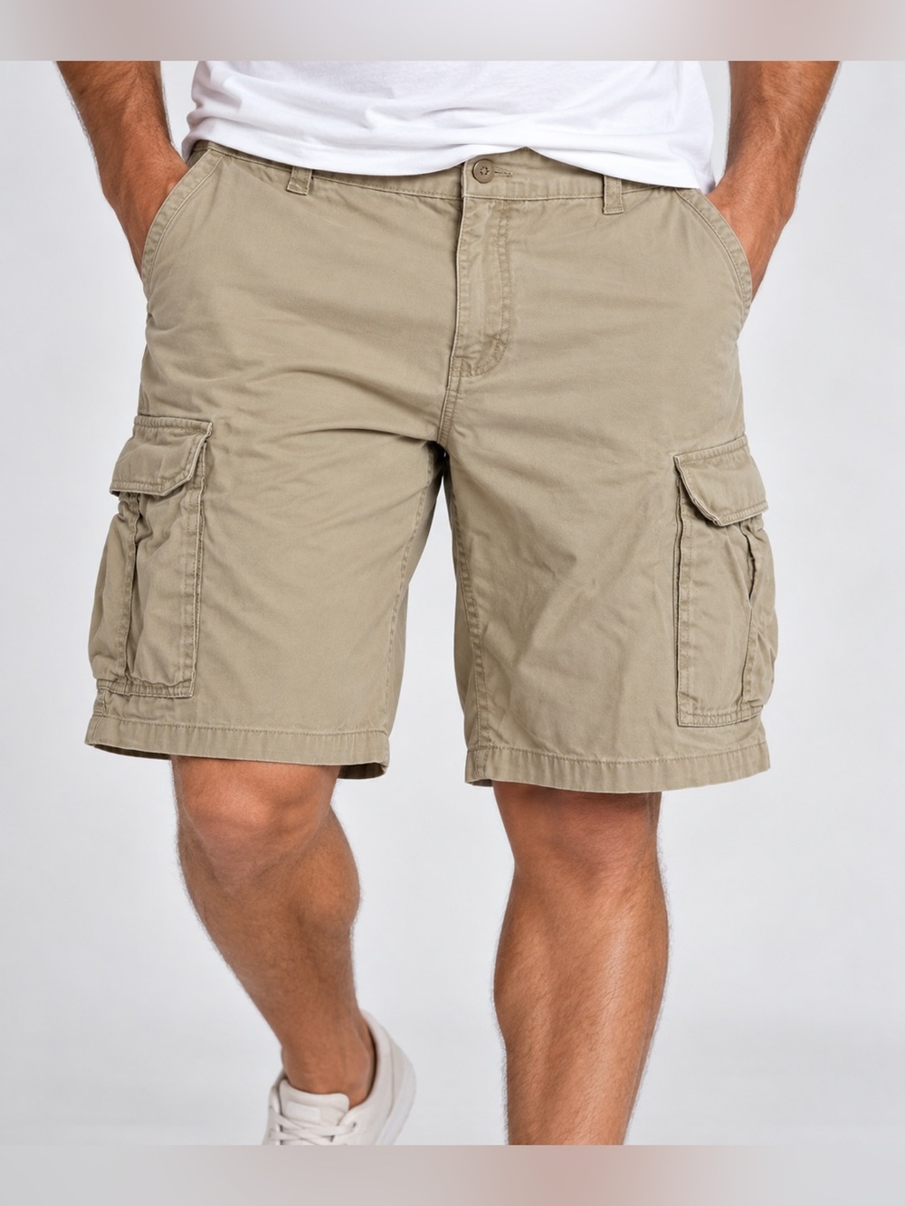 Faded Glory Men’s Cargo Shorts Size 40 Sand Khaki 100% Cotton 6 Pocket Utility